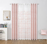 Cortina Jacquard com Estampa de Folhas Outono Rosa Clara 140*260CM-Individual- BOD HOME