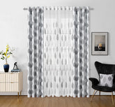 Cortina Bordado com Folhas Primaveras Preto 140*260CM-Individual- BOD HOME