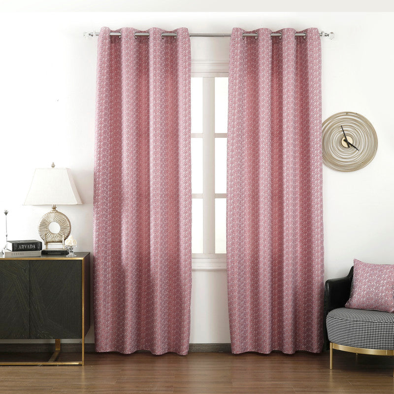 Cortina Jacquard com Estampa de Flores Rosa 140*260CM-Individual- BOD HOME