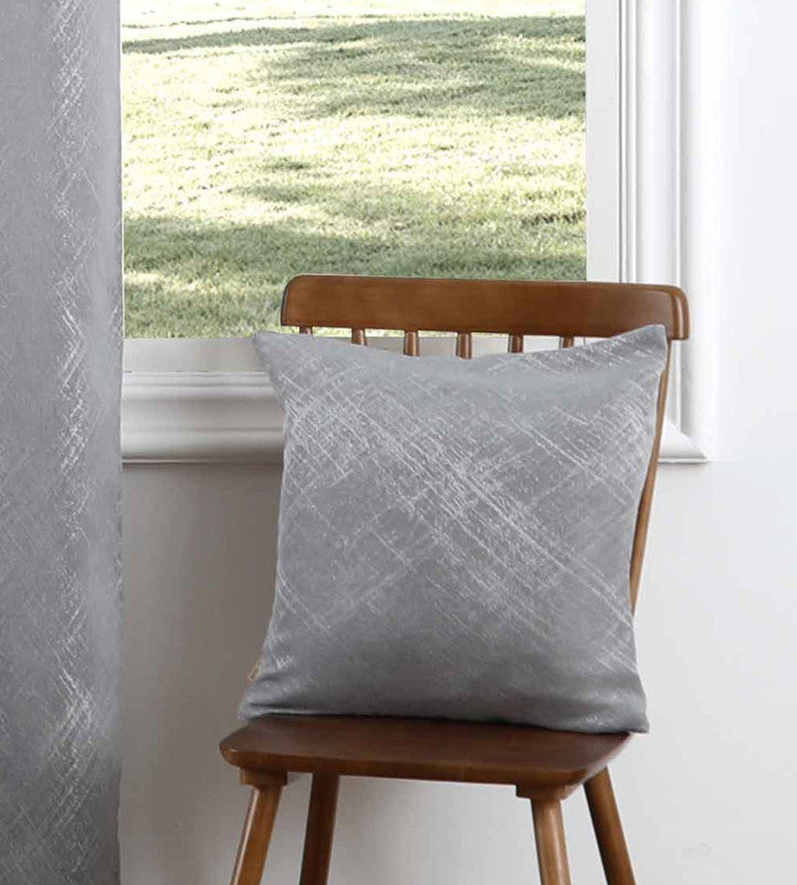 Capa de Almofada Jacquard com Bordado Cinza 45*45cm- BOD HOME