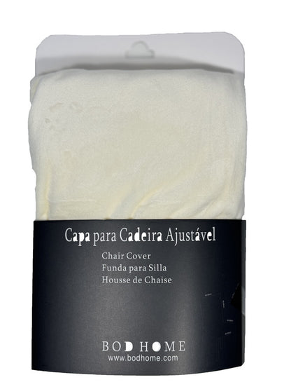 Capa Cadeira Veludo Ajustavel Branco Marfim - BOD HOME