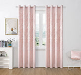 Cortina Jacquard com Estampa de Folhas Outono Rosa Clara 140*260CM-Individual- BOD HOME