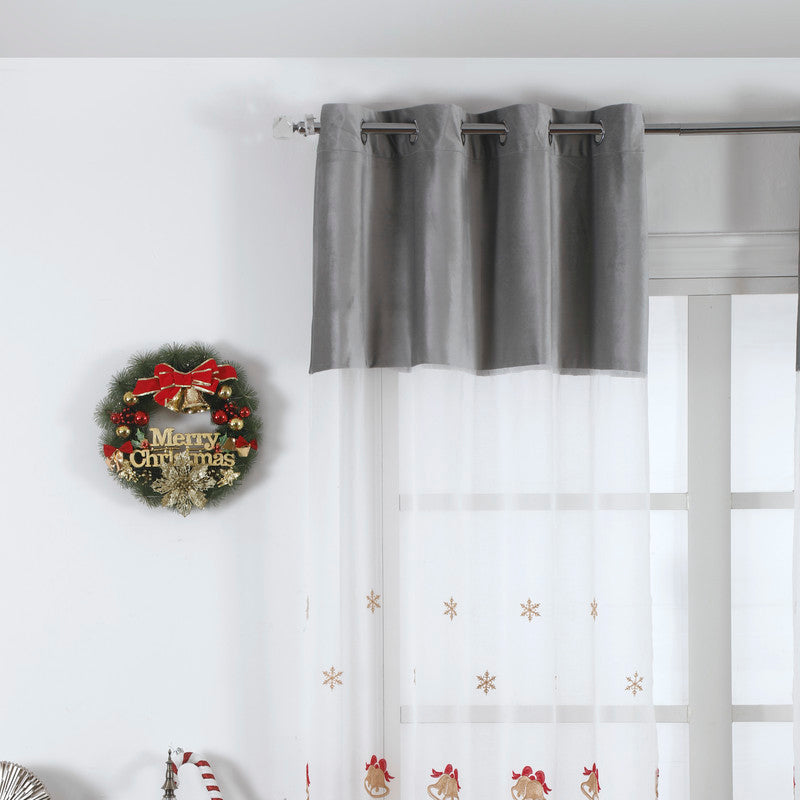 Cortina de Natal com estampa do Pai Natal Cinzento 140*260CM-Individual- BOD HOME