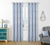 Cortina Jacquard com Estampa de Folhas Outono Azul 140*260CM-Individual- BOD HOME