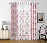 Cortina Jacquard com Estampa de Folhas Primavera Vermelho 140*260CM-Individual- BOD HOME