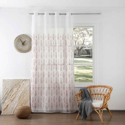 Cortina Bordada com Folhas Elegantes Vermelho 140*260CM-Individual- BOD HOME