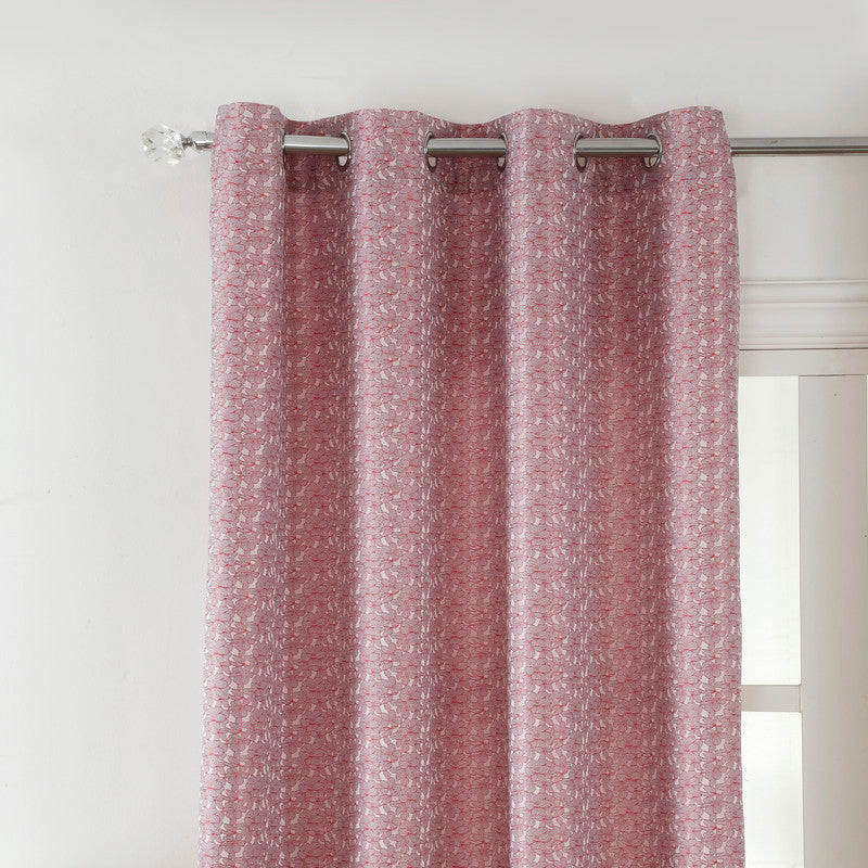 Cortina Jacquard com Estampa de Flores Rosa 140*260CM-Individual- BOD HOME