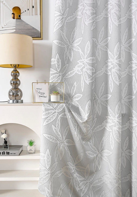 Cortina Jacquard com Estampa de Folhas Outono Silva 140*260CM-Individual- BOD HOME