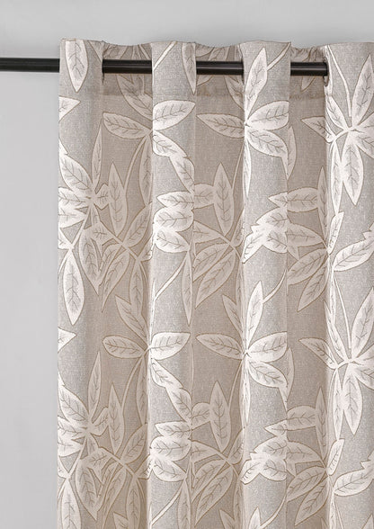 Cortina Jacquard com Estampa de Folhas Outono Castanha 140*260CM-Individual- BOD HOME