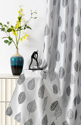 Cortina Jacquard com Estampa de Folhas Primavera Preto 140*260CM-Individual- BOD HOME