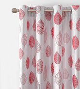 Cortina Jacquard com Estampa de Folhas Primavera Vermelho 140*260CM-Individual- BOD HOME