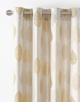 Cortina Jacquard com Estampa de Folhas Primavera Dourado 140*260CM-Individual- BOD HOME