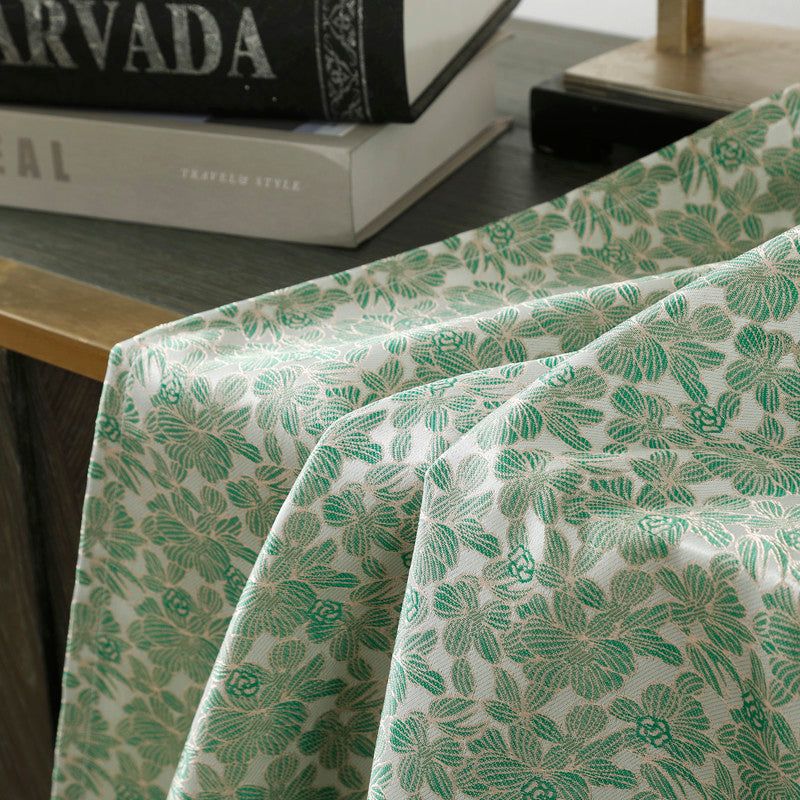 Cortina Jacquard com Estampa de Flores Verde 140*260CM-Individual- BOD HOME