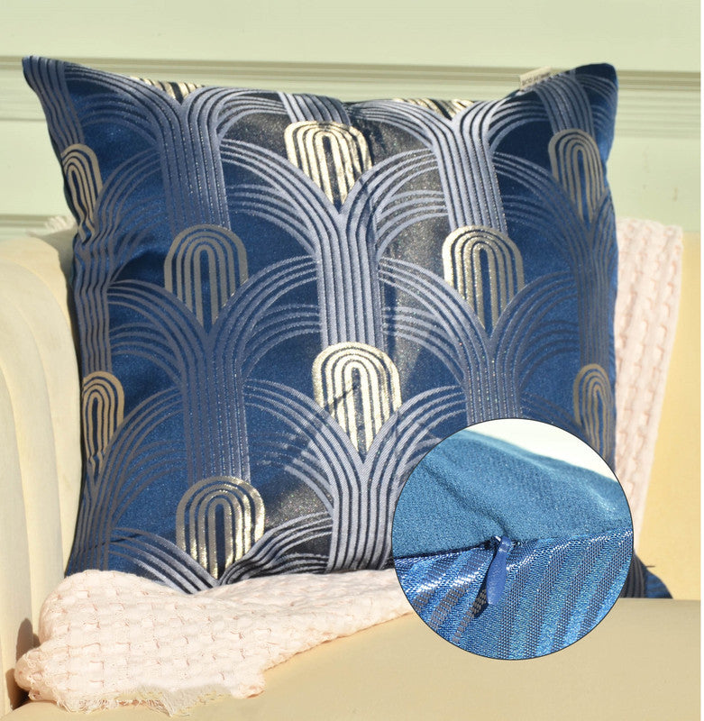 Capa de almofada em tecido jacquard de leque azul-marinho 45x45cm - BOD HOME