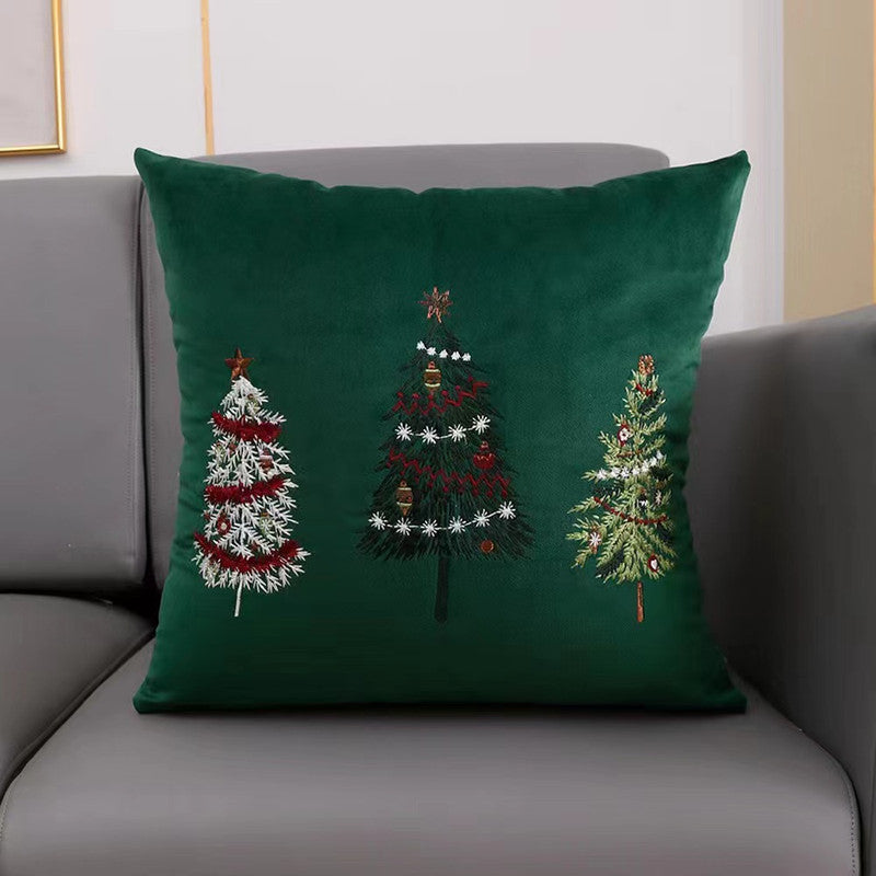 Capa de Almofada com Árvores de Natal Verde 45x45cm - BOD HOME