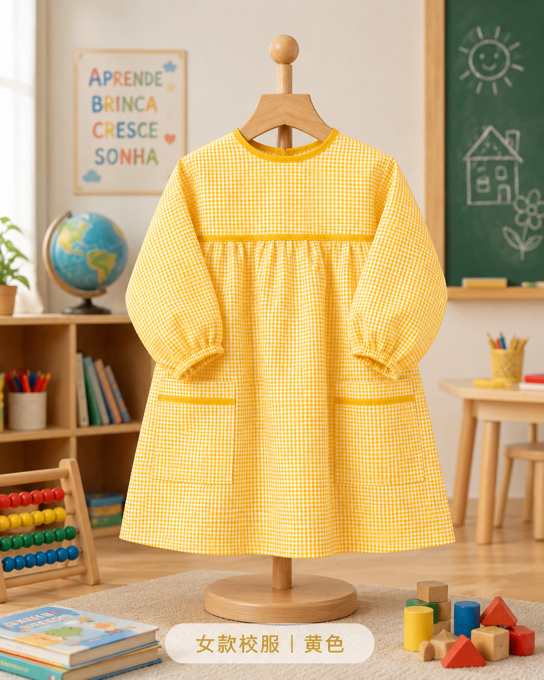 Uniforme de niña de jardín de infantes amarillo