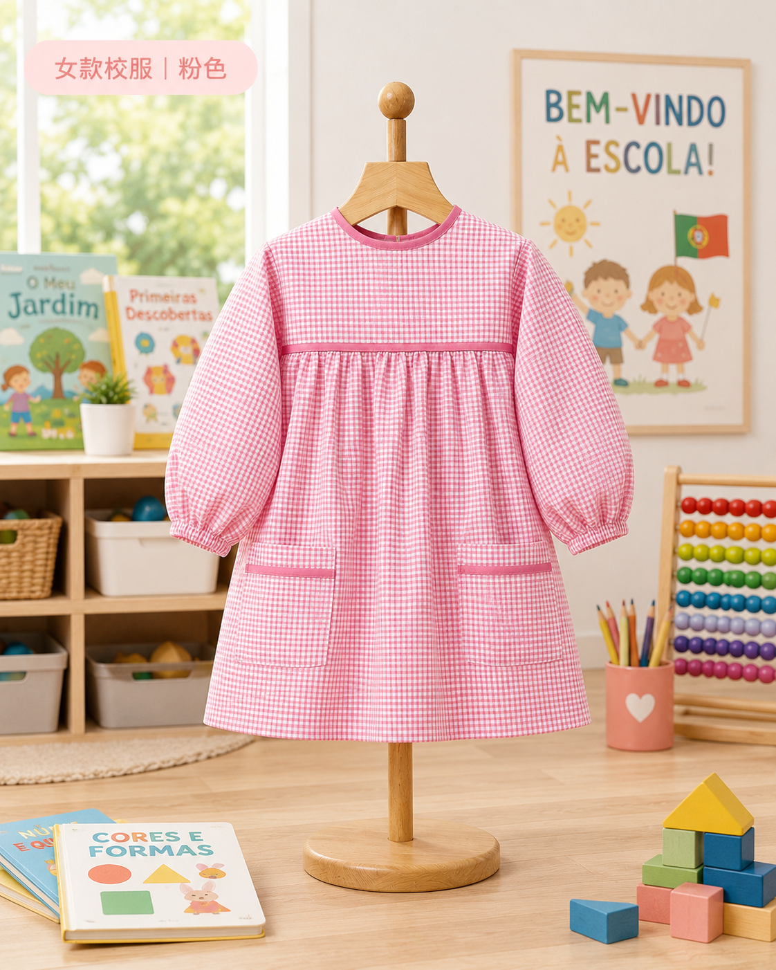 Uniforme de niña de jardín de infantes rosa