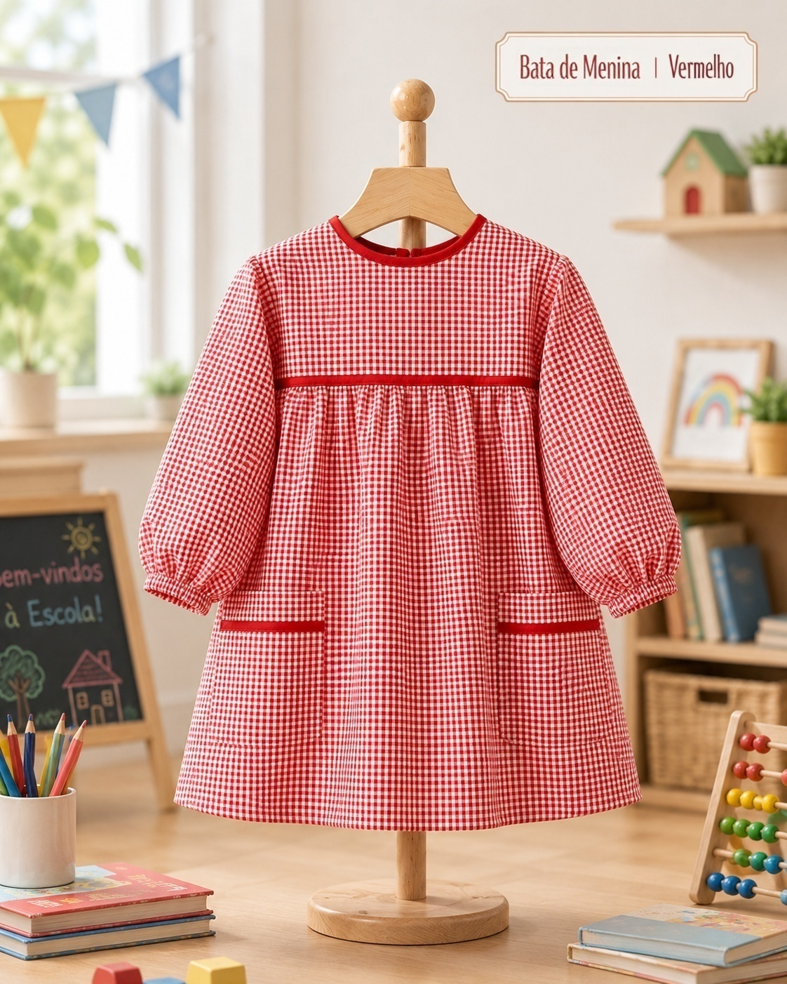 Uniforme rojo de niña de jardín de infantes