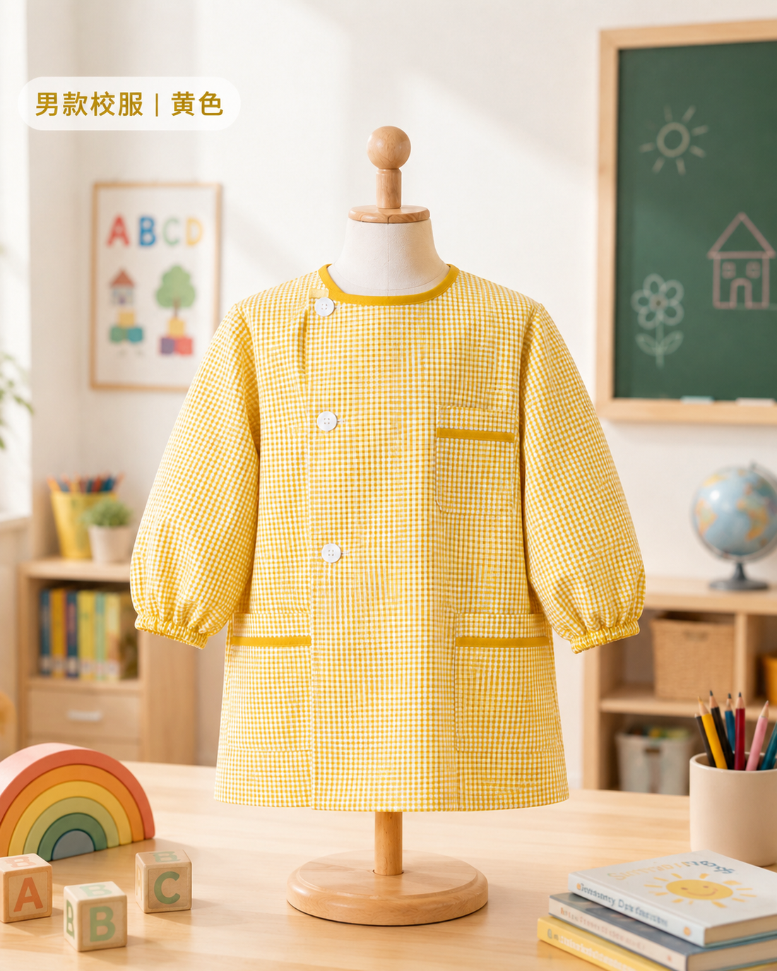 Uniforme de niño de jardín de infantes amarillo