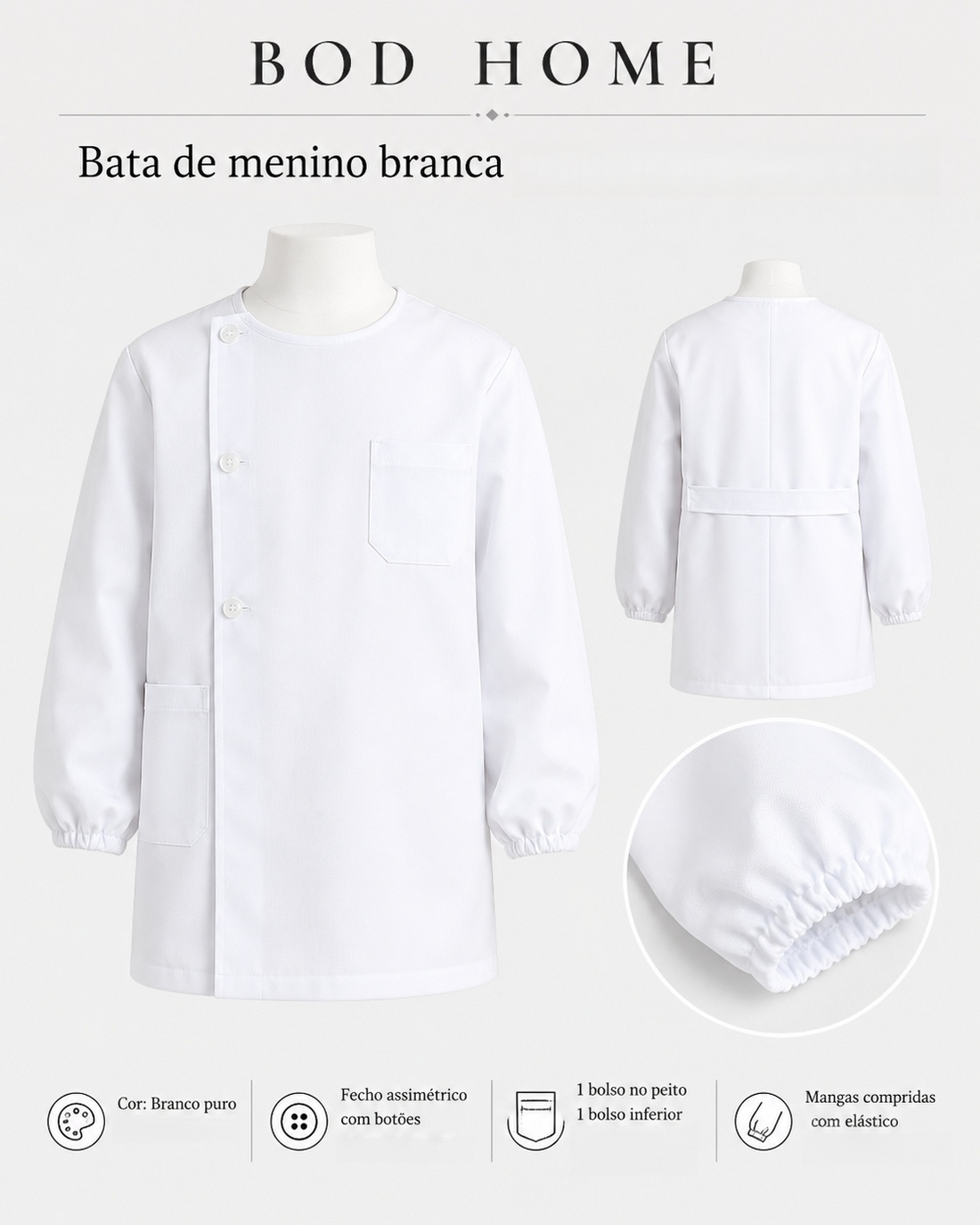 Uniforme de niño de jardín de infantes blanco