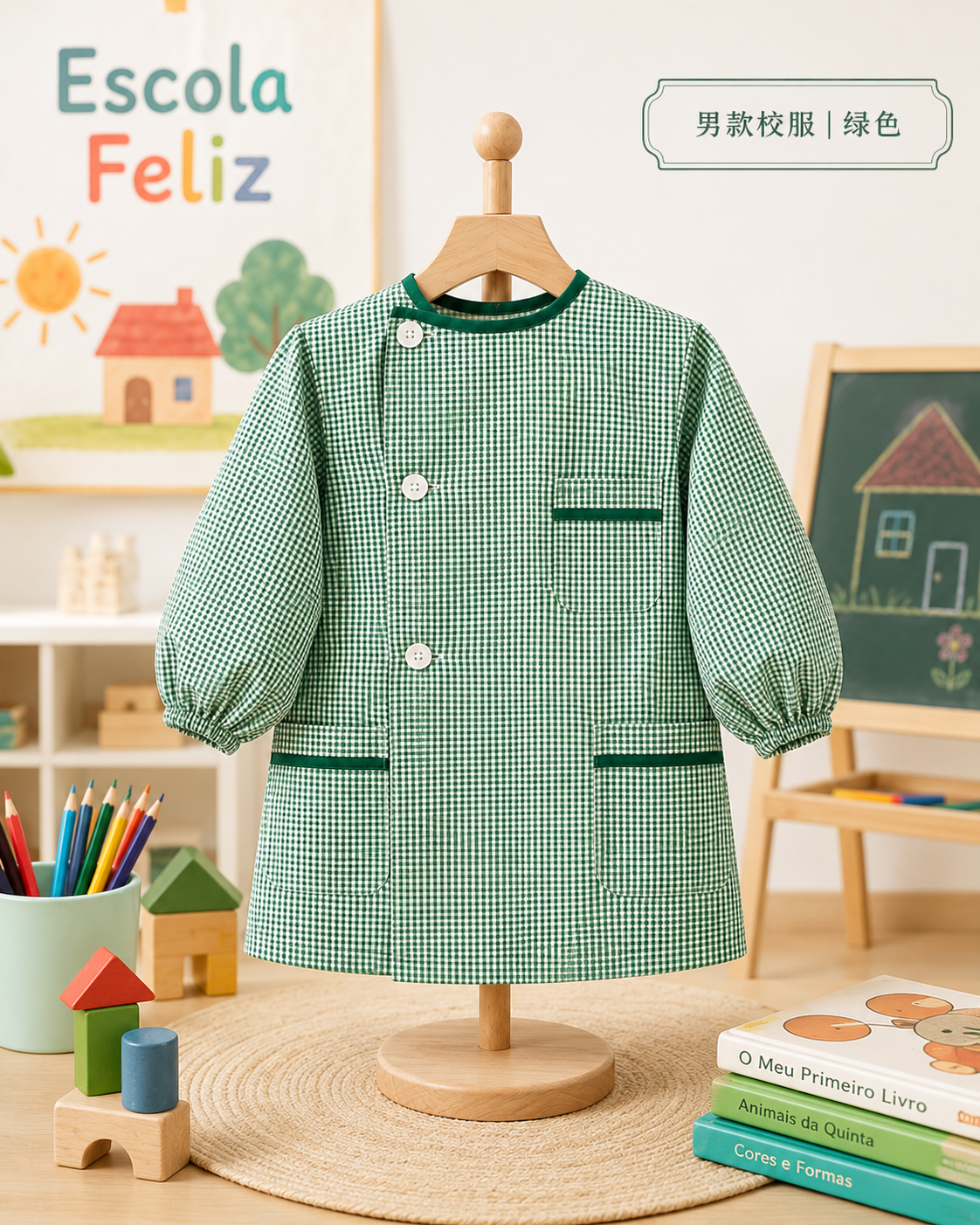 Uniforme de niño de jardín de infantes verde