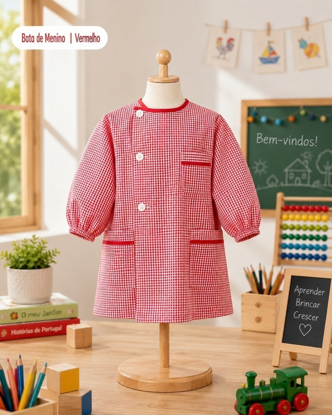 Uniforme rojo de niño de jardín de infantes