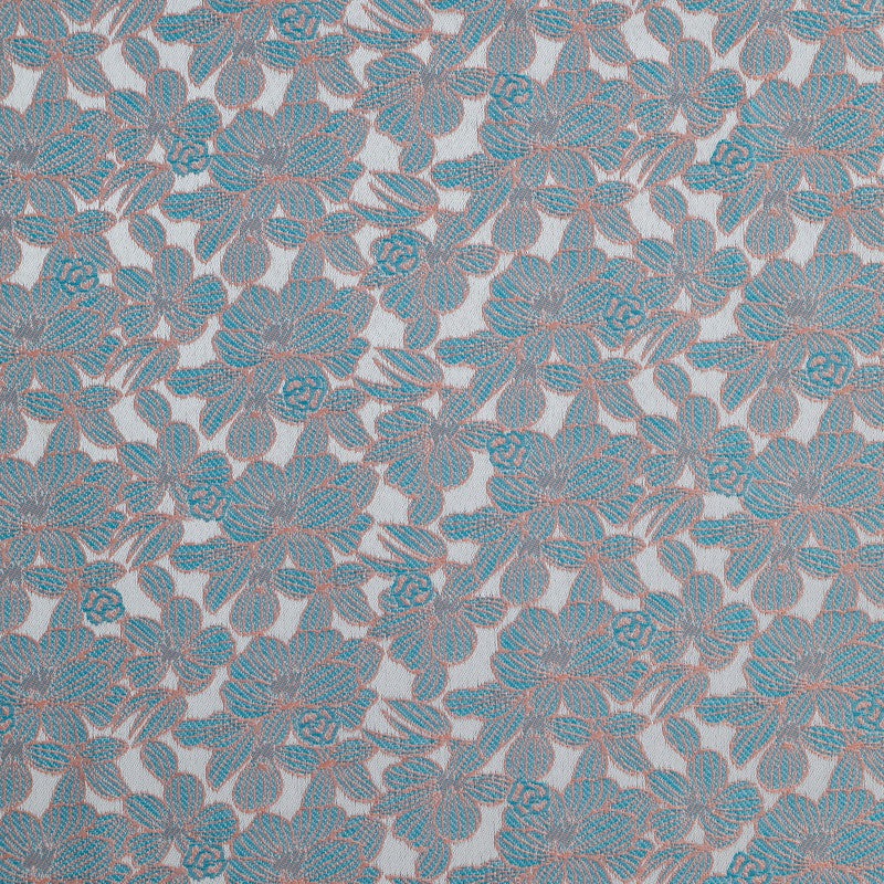 Cortina Jacquard com Estampa de Flores Azul 140*260CM-Individual- BOD HOME