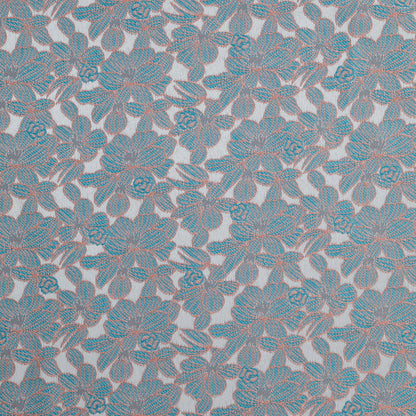 Cortina Jacquard com Estampa de Flores Azul 140*260CM-Individual- BOD HOME