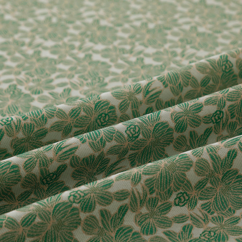 Cortina Jacquard com Estampa de Flores Verde 140*260CM-Individual- BOD HOME