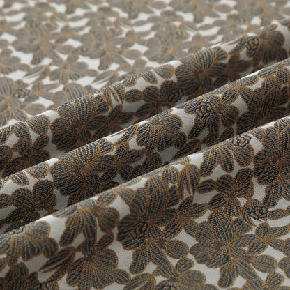 Cortina Jacquard com Estampa de Flores Castanha Escura 140*260CM-Individual- BOD HOME