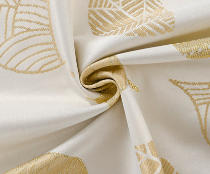 Cortina Jacquard com Estampa de Folhas Primavera Dourado 140*260CM-Individual- BOD HOME