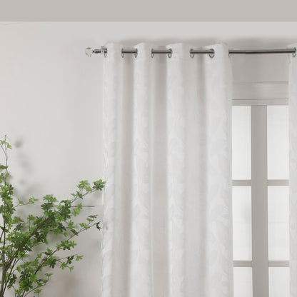 Cortinas Translucidos Estampadas de Folhas Branca- BOD HOME