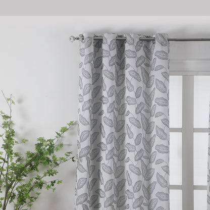 Cortinas Translucidos Estampadas de Folhas Relva Verde- BOD HOME