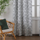 Cortinas Translucidos Estampadas de Folhas Relva Verde- BOD HOME