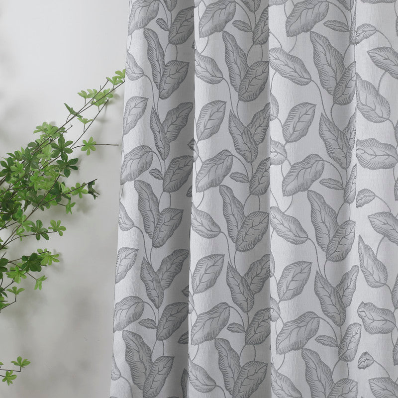 Cortinas Translucidos Estampadas de Folhas Relva Verde- BOD HOME