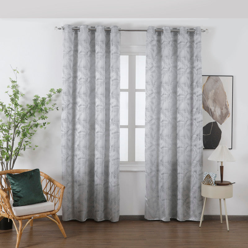 Cortina Translucido Estampada de Folhas Delicadas Silva- BOD HOME