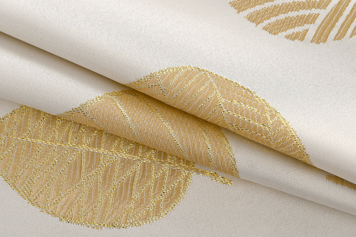 Cortina Jacquard com Estampa de Folhas Primavera Dourado 140*260CM-Individual- BOD HOME