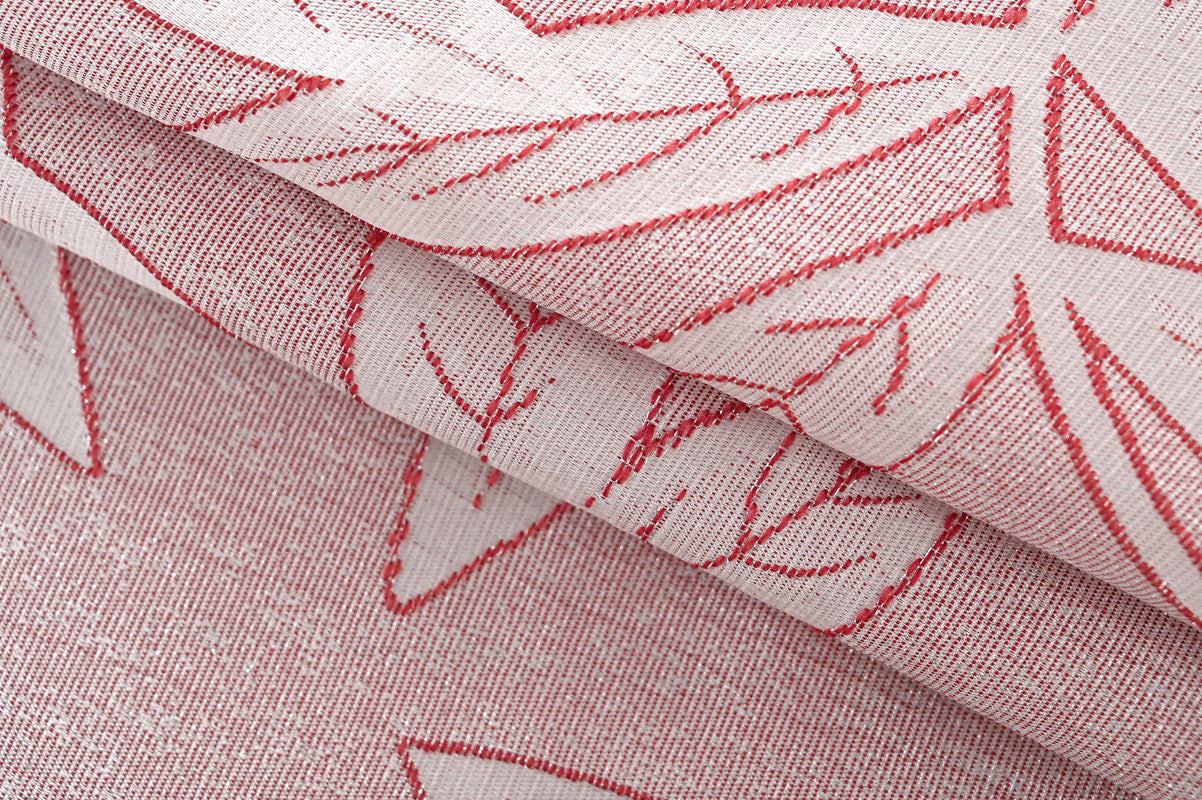 Cortina Jacquard com Estampa de Folhas Outono Rosa Escura 140*260CM-Individual- BOD HOME