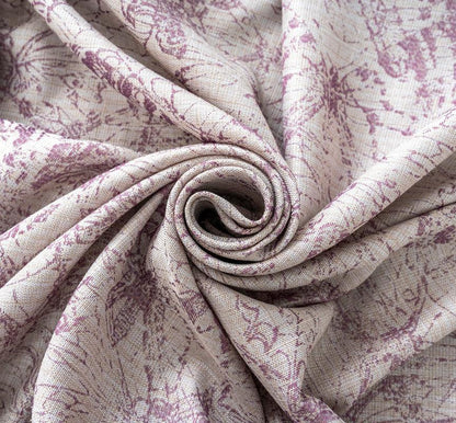 Cortina Jacquard Cor de Rosa com Borboletas em Linho Grosso 140x260cm-Individual - BOD HOME