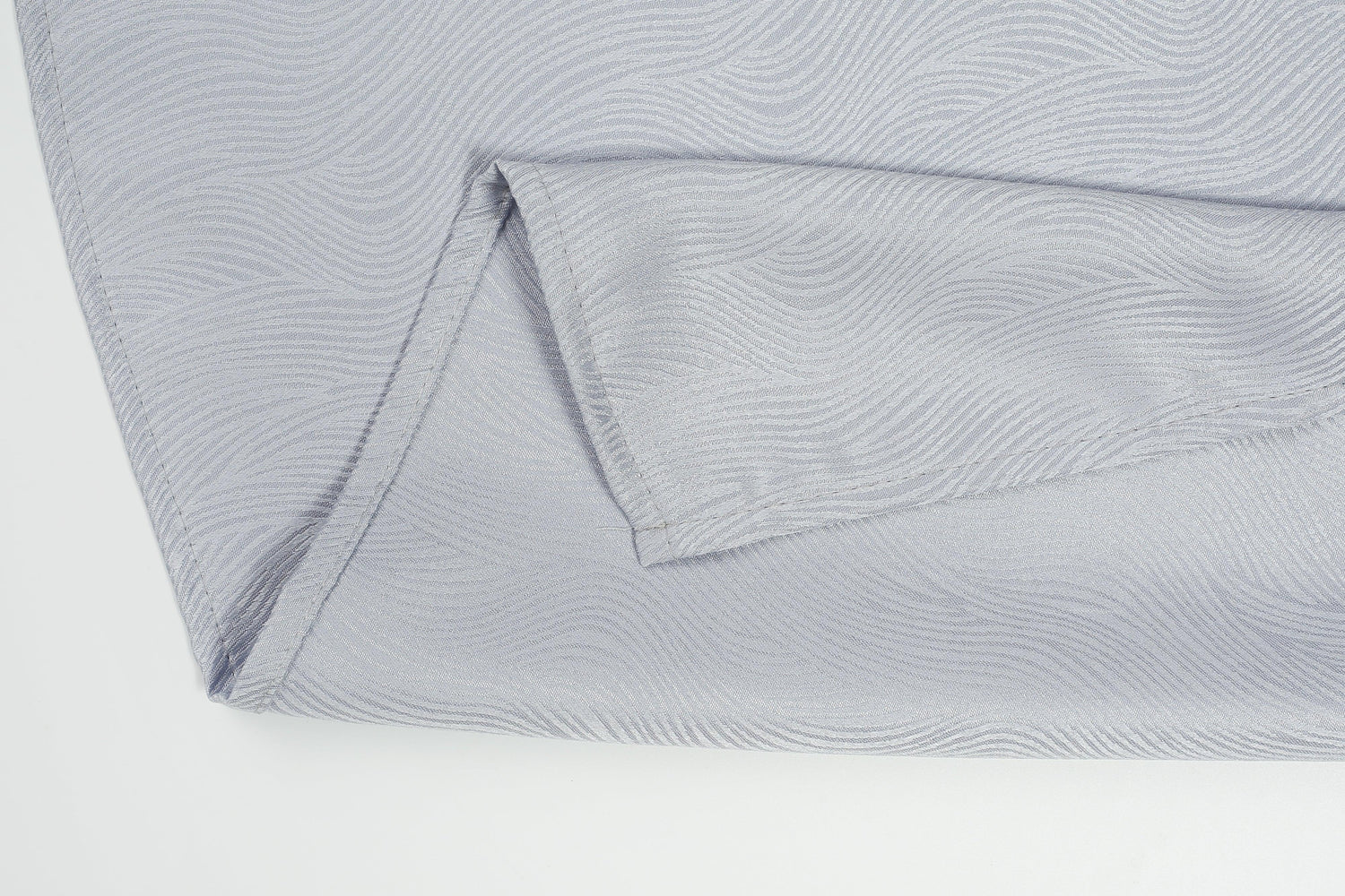 Cortina Tecido Delicado com Padrão de Ondas Branco Cinza 140*260cm-Individual