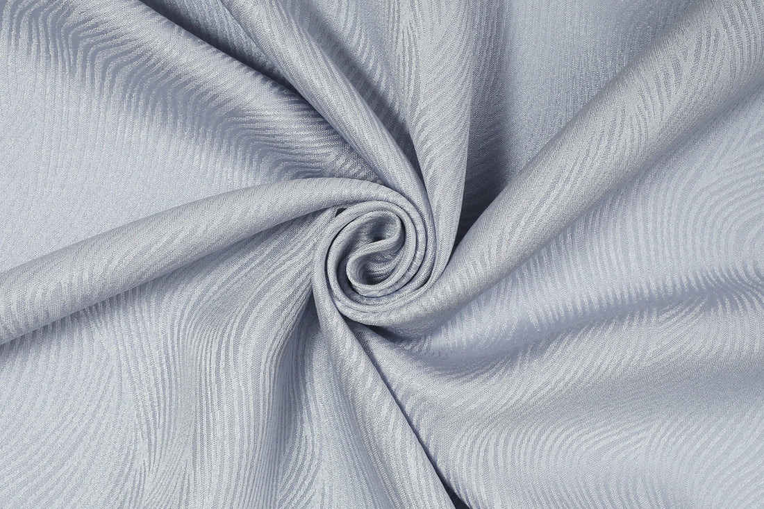 Cortina Tecido Delicado com Padrão de Ondas Branco Cinza 140*260cm-Individual