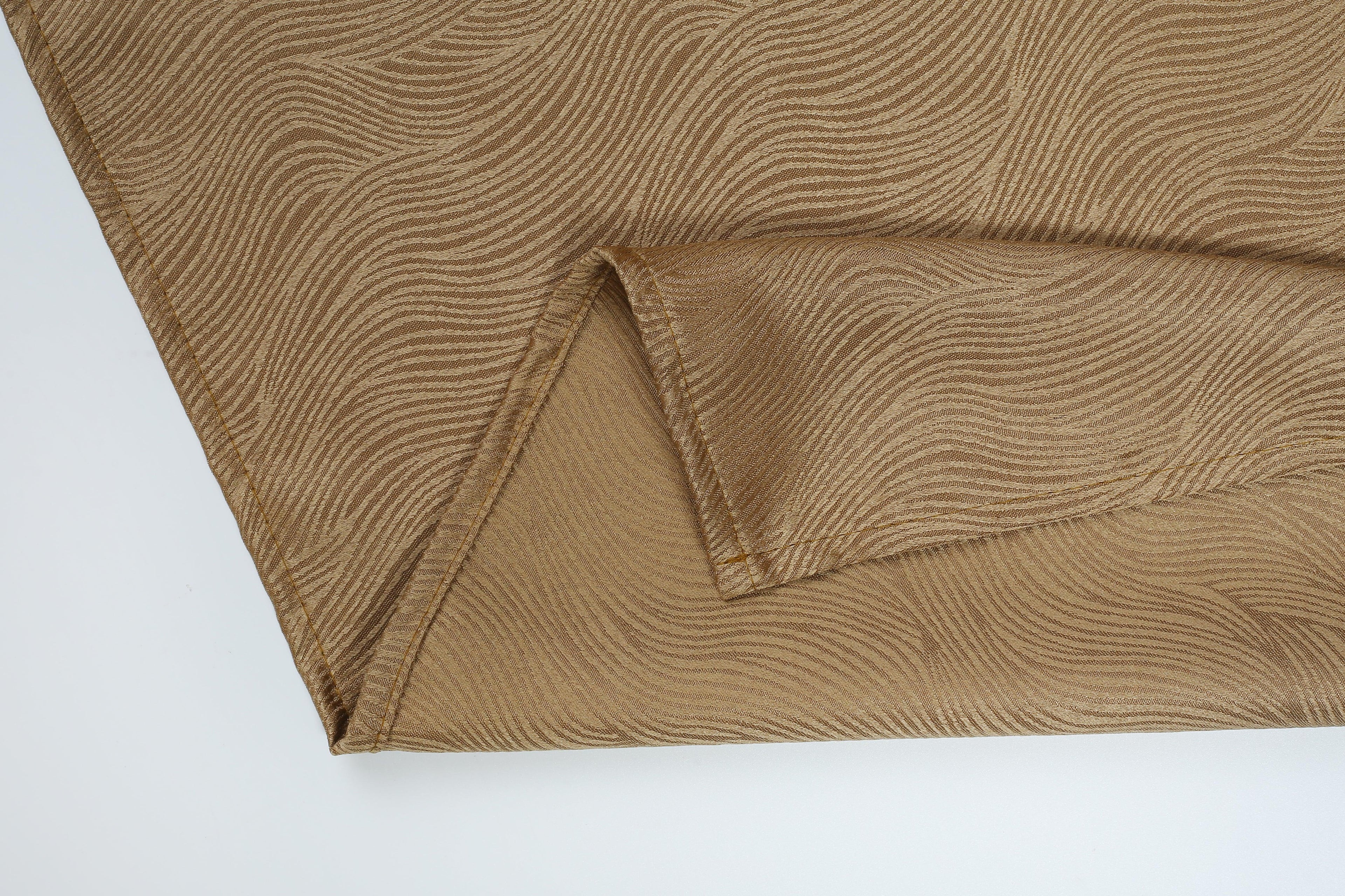 Cortina Tecido Delicado com Padrão de Ondas Castanho 140*260cm-Individual