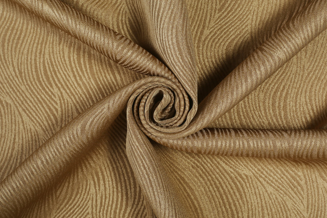 Cortina Tecido Delicado com Padrão de Ondas Castanho 140*260cm-Individual