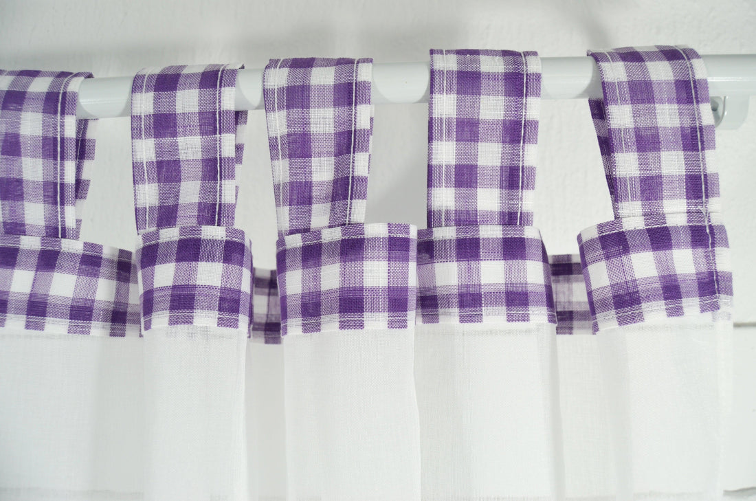 Cortinas De Cozinha Com Estampa Bordada Roxo - BOD HOME