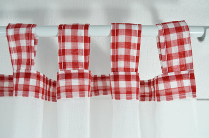 Cortinas De Cozinha Com Estampa Bordada Vermelho - BOD HOME