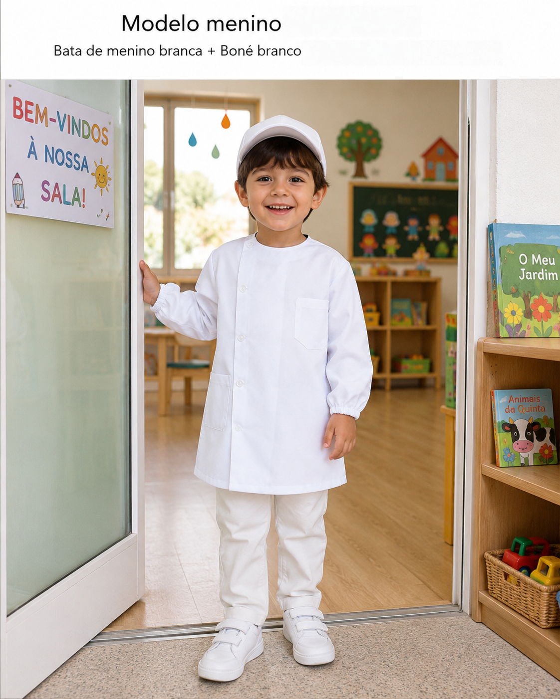 Uniforme de niño de jardín de infantes blanco