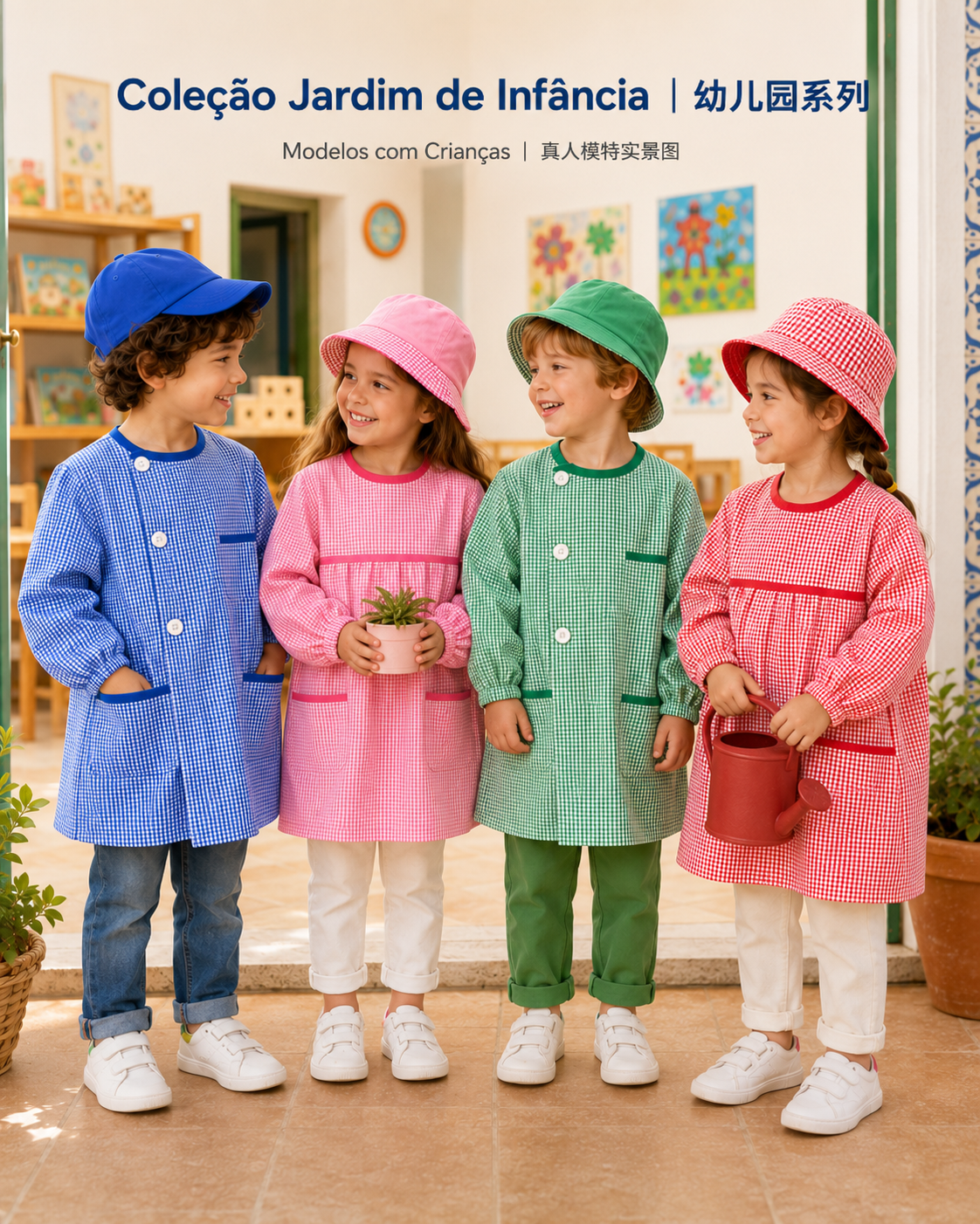 Uniforme rojo de niña de jardín de infantes