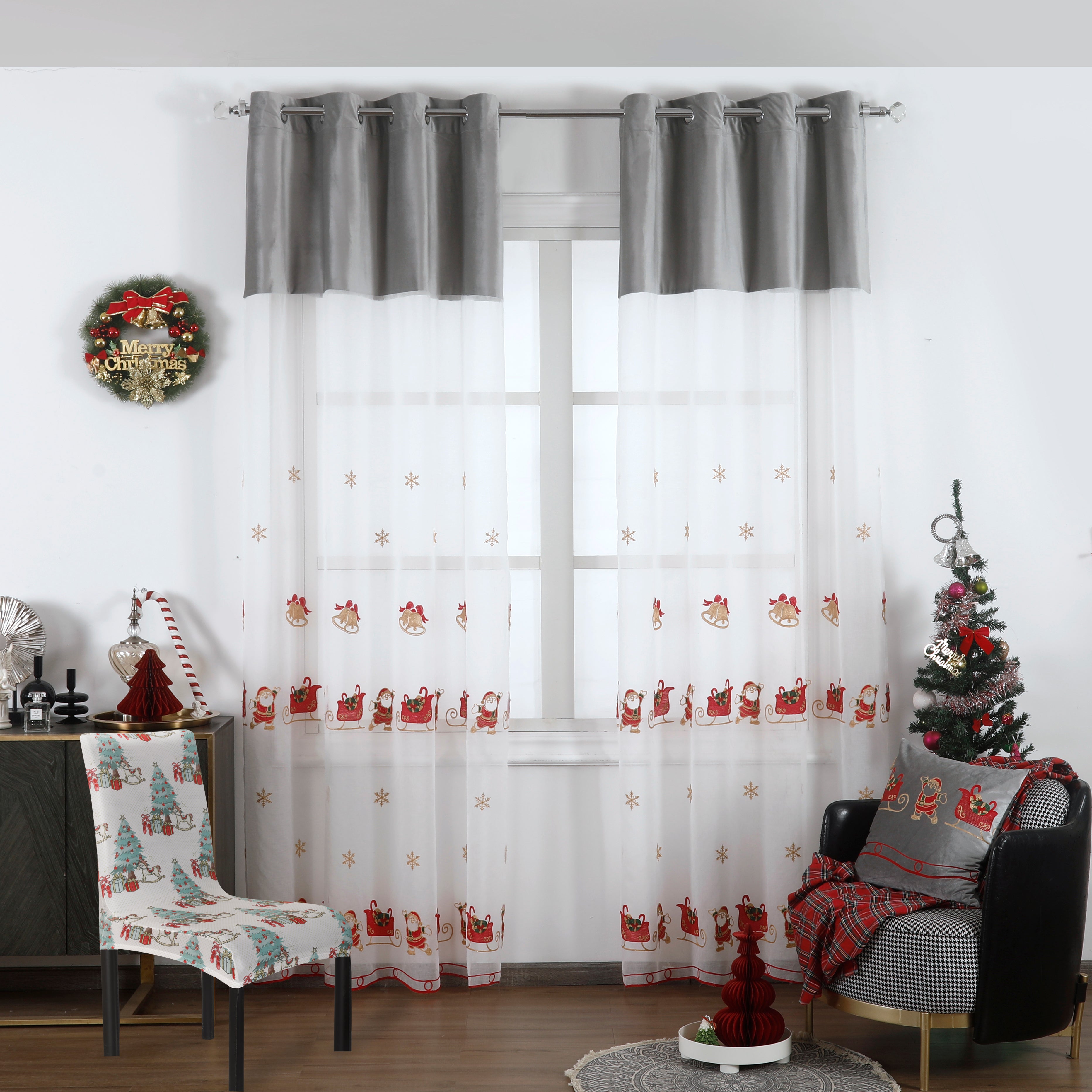 DECORACIÓN NAVIDEÑA | FUNDA PARA SILLA TEMÁTICA NAVIDAD BLANCO NIEVES