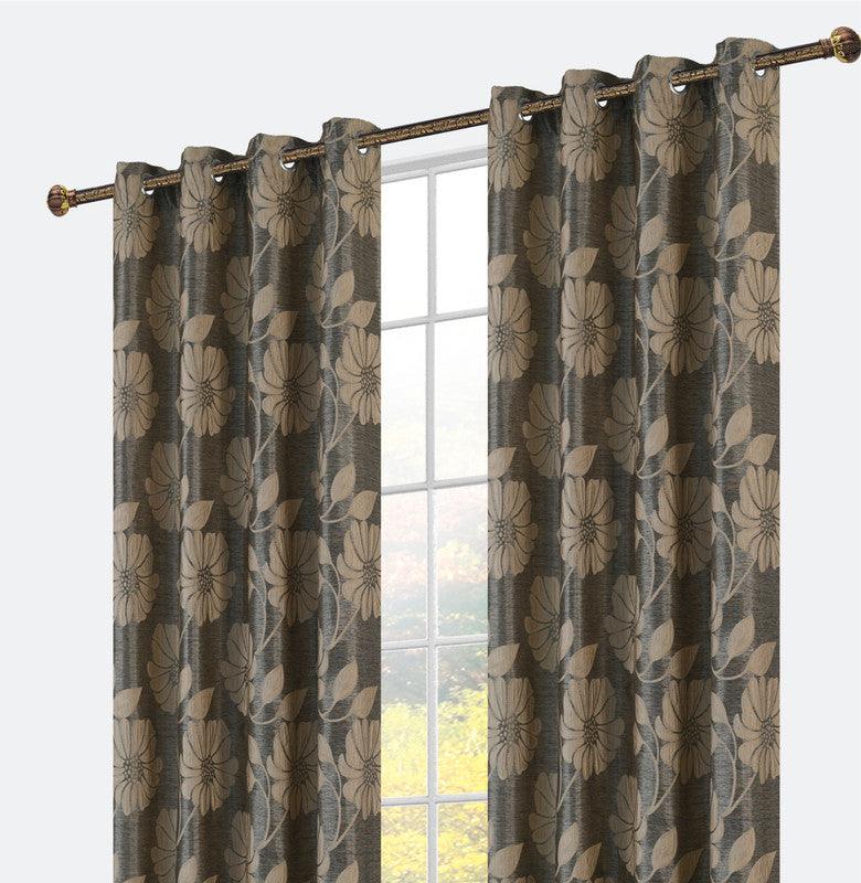 Cortina com Estampa Floral Castanho Claro 140*260cm - BOD HOME