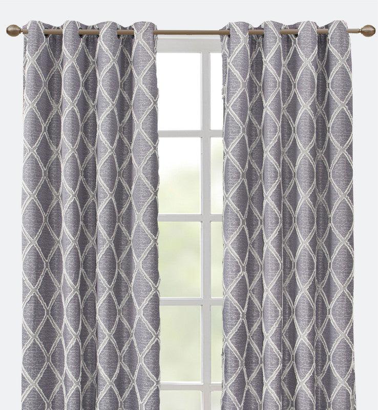 Cortina com Padrão de Losango Cinzo Escuro 140*260cm - BOD HOME